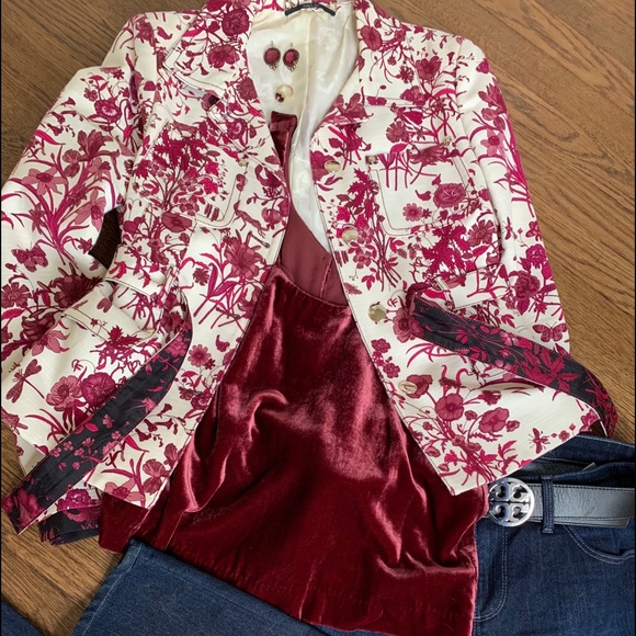 Gucci 2007 Resort Collection Runway Flora Print Blazer Jacket size 44 Small - Picture 13 of 16